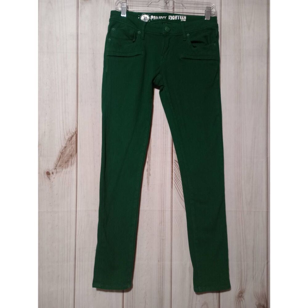 Project Eighteen Green Skinny Jeans Womens Size 27/7 Low Rise‎ Stretch Denim